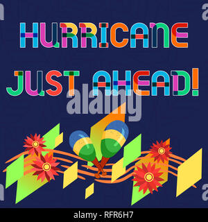 Word writing text Hurricane Just Ahead. Business concept for violent tropical cyclone is approaching to hit the land Colorful Instrument Maracas Handm Stock Photo