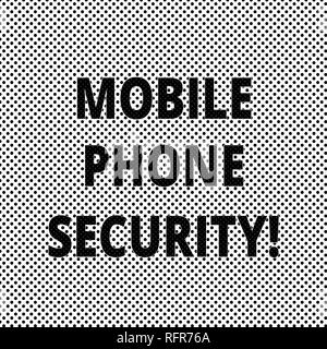 Conceptual hand writing showing Mobile Phone Security. Business photo showcasing secure data on mobile devices Wireless security Polka Dots Pixel Effe Stock Photo
