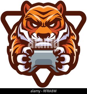 Tiger Gamer Mascot Stock Vector