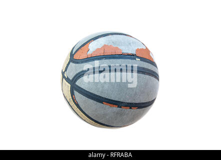 old basketball on white background Stock Photo