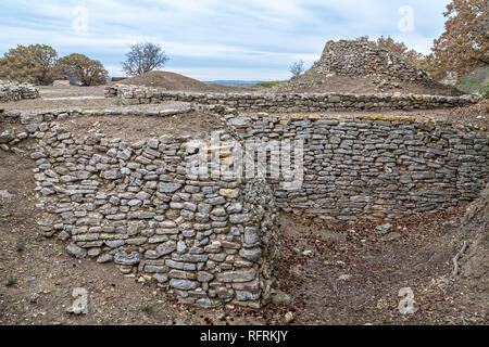 City walls in the ruins of Troy in Canakkale, Turkey. Stock Photo