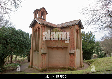 The Watts Cemetery Chapel in Compton Surrey. Constructed between 1896/1898 by local people having been designed by resident artist Mary Fraser Tyler. Stock Photo