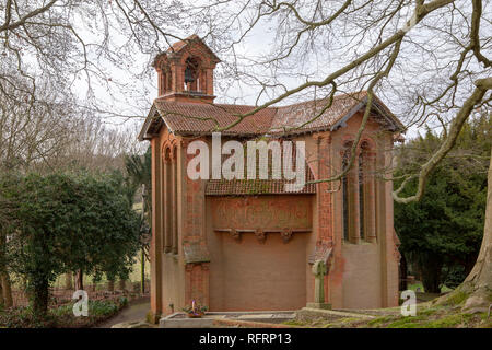 The Watts Cemetery Chapel in Compton Surrey. Constructed between 1896/1898 by local people having been designed by resident artist Mary Fraser Tyler. Stock Photo