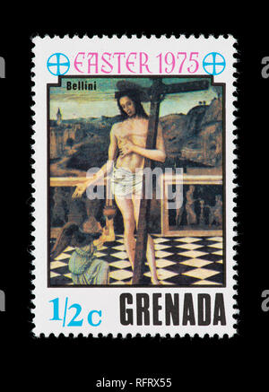 Postage stamp from Grenada depicting the Bellini painting 'Angel Collecting Jesus' Blood in Grail' Stock Photo