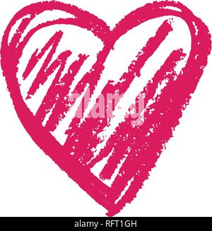 Heart shape outline drawn with a wax crayon isolated over the white background vector illustration Stock Vector