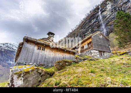 Skagefla mountain farm, Geirangerfjord, Norway Stock Photo