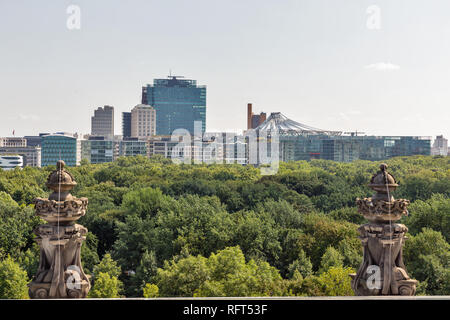 Reichstag roof and Berlin cityscape with Tiergarten park. Mitte district, Germany. Stock Photo