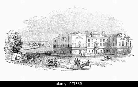 St George's Hospital is a teaching hospital in Tooting, London, founded in 1733, following a disagreement between medical staff and the Board of Governors over the expansion of the Westminster Infirmary. Amass exodus of medical staff left, in 1733, to set up what became St George's Hospital in the old Lanesborough House at Hyde Park Corner. Originally built in 1719 by James Lane, 2nd Viscount Lanesborough, it was at that time located in open countryside. Stock Photo