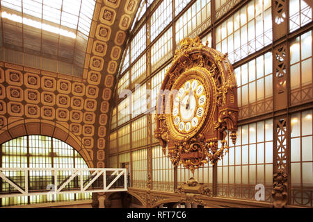 The clock, Orsay Museum (Musee d'Orsay), Paris, France, Europe Stock Photo