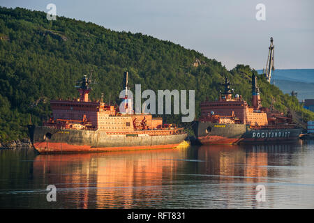 Atomic ice breaker in the harbour of Murmansk, Russia, Europe Stock Photo