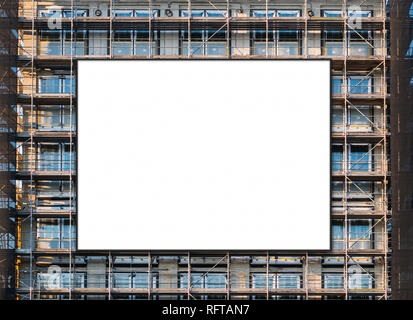 empty billboard canvas on building facade, advertisment mockup Stock Photo