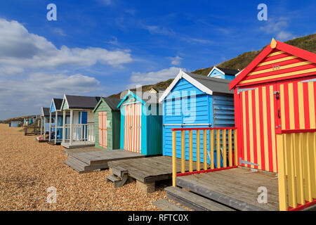 Beach huts, Milford on Sea, Hampshire, England, United Kingdom, Europe Stock Photo