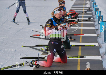 Lenzerheide, Switzerland. 26th Jan, 2019. Ragnhild Femsteinevik during the 2019 IBU Biathlon Cup Women 10 km Pursuit competition in Lenzerheide. Credit: Rolf Simeon/Alamy Live News Stock Photo