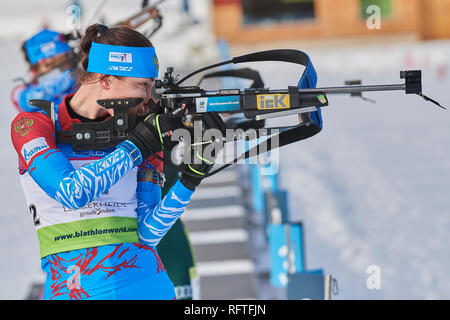 Lenzerheide, Switzerland. 26th Jan, 2019. Uliana Kaisheva during the 2019 IBU Biathlon Cup Women 10 km Pursuit competition in Lenzerheide. Credit: Rolf Simeon/Alamy Live News Stock Photo