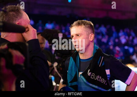 London, UK. 26th Jan, 2019. Andrew Baggaley (ENG) against Dai Suchuan (CHN) during Betvictor World Championship of Ping Pong - 2019 tournament - knockout stage at Alexander Palace on Saturday, 26 January 2019. LONDON ENGLAND. (Editorial use only, license required for commercial use. No use in betting, games or a single club/league/player publications.) Credit: Taka G Wu/Alamy News Credit: Taka Wu/Alamy Live News Stock Photo