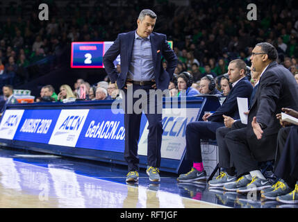 South Bend, Indiana, USA. 26th Jan, 2019. Virginia head coach Tony Bennett during NCAA Basketball game action between the Virginia Cavaliers and the Notre Dame Fighting Irish at Purcell Pavilion at the Joyce Center in South Bend, Indiana. Virginia defeated Notre Dame 82-55. John Mersits/CSM/Alamy Live News Stock Photo