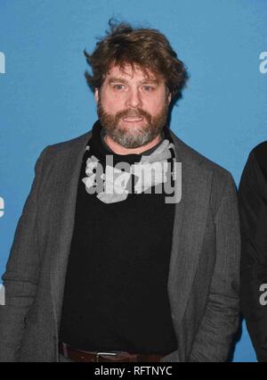 Park City, Utah, USA. 26th January, 2019. PARK CITY, UT - JANUARY 26: Zach Galifianakis at the premiere of 'The Sunlit Night' at the 2019 Sundance Film Festival on January 26, 2019 in Park City, Utah. Photo: imageSPACE/MediaPunch Credit: MediaPunch Inc/Alamy Live News Stock Photo