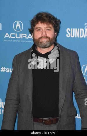 Park City, Utah, USA. 26th January, 2019. PARK CITY, UT - JANUARY 26: Zach Galifianakis at the premiere of 'The Sunlit Night' at the 2019 Sundance Film Festival on January 26, 2019 in Park City, Utah. Photo: imageSPACE/MediaPunch Credit: MediaPunch Inc/Alamy Live News Stock Photo