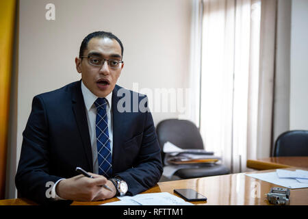 Cairo, Egypt. 17th Jan, 2019. Addiction psychiatrist Hesham Gomaa speaks during an interview with the German Press Agency (DPA) at the addiction Treatment and Abuse Fund headquarters. Credit: Gehad Hamdy/dpa/Alamy Live News Stock Photo