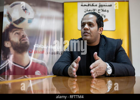 Cairo, Egypt. 17th Jan, 2019. Head of the technical office of the addiction Treatment and Abuse Fund, Mahmoud Saleh, speaks during an interview with the German Press Agency (DPA). Credit: Gehad Hamdy/dpa/Alamy Live News Stock Photo