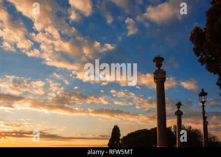 Rome beautful sunset sky with clouds over Pincian Hill Stock Photo