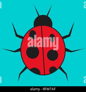 Ladybug in cartoon style. On color background, vector illustration Stock Vector