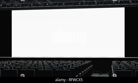 Download Cinema Hall With Auditorium Watching On Blank Screen Mockup 3d Rendering Empty Movie Display Mock Up Side View Viewers On Film Premiere In Multipl Stock Photo Alamy