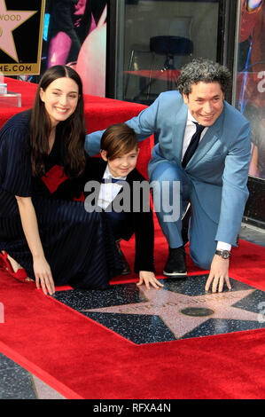 Venezuelan conductor Gustavo Dudamel, his wife actress Maria Valverde Rodriguez and son Martine attend the ceremony honoring Maestro Gustavo Dudamel with a Star on The Hollywood Walk of Fame held on January 22, 2019 in Hollywood, California. Stock Photo