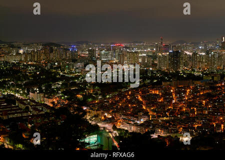 SEOUL, SOUTH KOREA - CIRCA JUNE, 2017: Seoul city view from Namsan Mountain at nighttime. Seoul Special City is the capital and largest metropolis of  Stock Photo