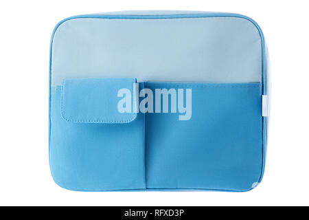 Blue bag or backpack isolated with clipping path on white background. Stock Photo