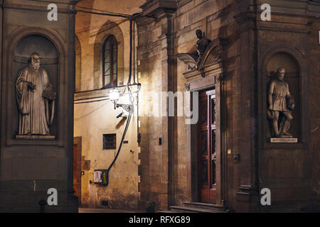 Statues at the street near Uffizi Gallery, Florence, Italy Stock Photo