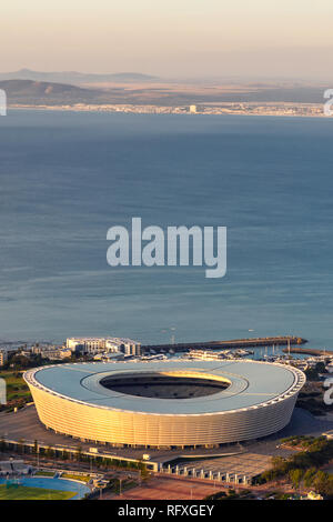 Aerial view of Cape Town city stadium at Green Point Stock Photo