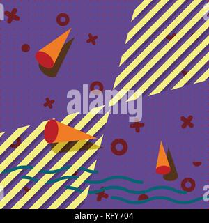 Abstract geometric pattern. Memphis style. Retro, bright colorful. Trendy colors. Background for design Stock Vector