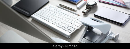Composition of office worker items on Stock Photo
