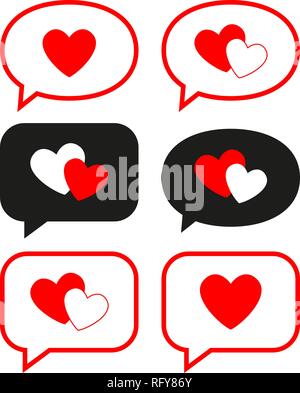 Flat love messages set Stock Vector