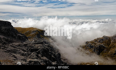 Cloud inversion, Mount Arthur, Kahurangi National Park, New Zealand. Stock Photo