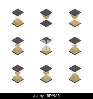 Hourglass icons set isolated on white background. 3D isometric style, vector illustration. Stock Vector