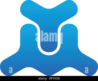 Letter YM logo in blue color, letter combination logo design for creative industry, web, business and company. Vector illustration isolated on white . Stock Vector