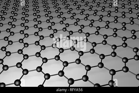 Carbon grid: graphene atomic structure for nanotechnology background Stock Photo