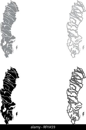 Map of Scandinavia icon set grey black color vector I outline flat ...