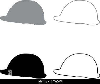 Helmet safe work at a construction site For safety work on construction icon set grey black color vector I outline flat style simple image Stock Vector