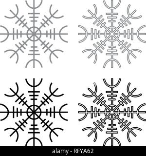 Helm of awe aegishjalmur or egishjalmur icon set grey black color vector I outline flat style simple image Stock Vector