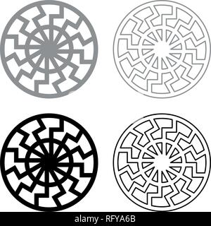set grey black sun symbol icon set grey black color vector I outline flat style simple image Stock Vector