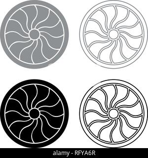 Viking shield icon set grey black color vector I outline flat style simple image Stock Vector