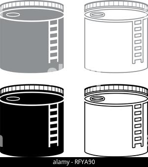 Tank with oil Oil storage tank Heating oil icon set grey black color vector I outline flat style simple image Stock Vector