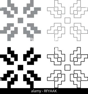 Scandinavian pattern icon set grey black color vector I outline flat style simple image Stock Vector