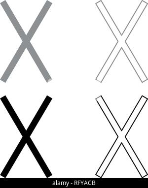 Gebo rune Gift talent sign icon set grey black color vector I outline flat style simple image Stock Vector