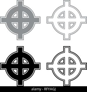 Celtic cross grey black superiority icon set grey black color vector I outline flat style simple image Stock Vector