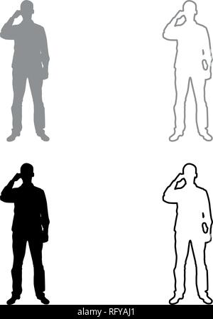 Man drinking from mug standing icon set grey black color vector I outline flat style simple image Stock Vector