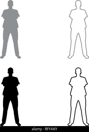 Man standing with hands crossed Dentist surgeon in medical clothes with folded hands on his chest Concept of the end of surgery operation Front view i Stock Vector